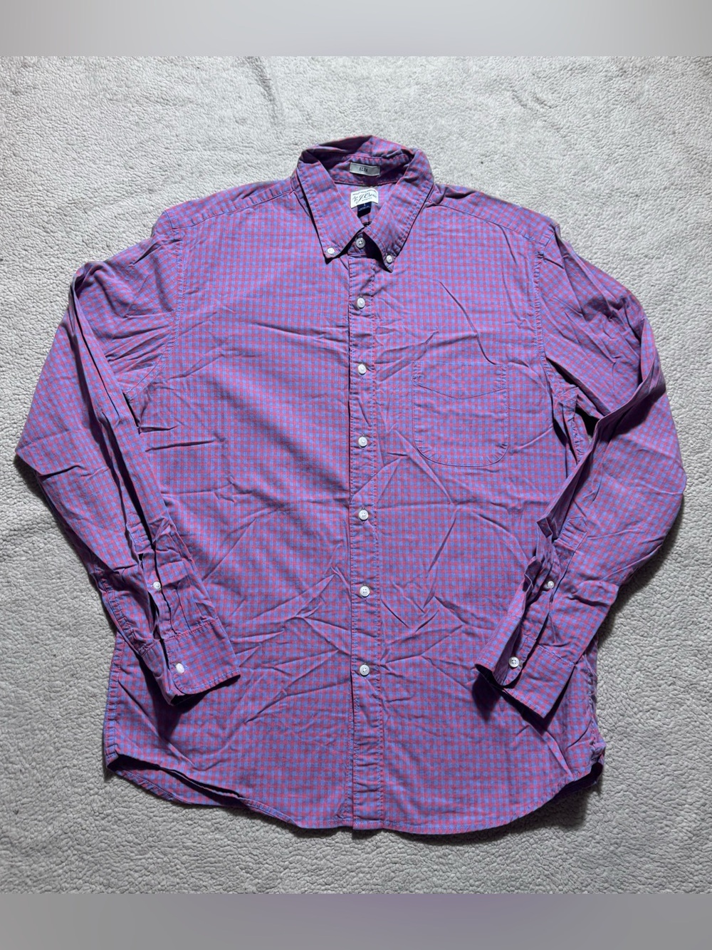 J Crew Shirt Mens Large Slim Fit Secret Wash Shirting Stretch Checker Button Up